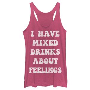 Women_s CHIN UP Mixed Drinks About Feelings Racerback Tank Top