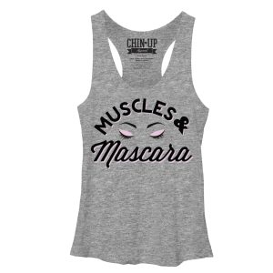 Women_s CHIN UP Muscles and Mascara Eyelashes Racerback Tank Top