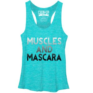 Women_s CHIN UP Muscles and Mascara Racerback Tank Top