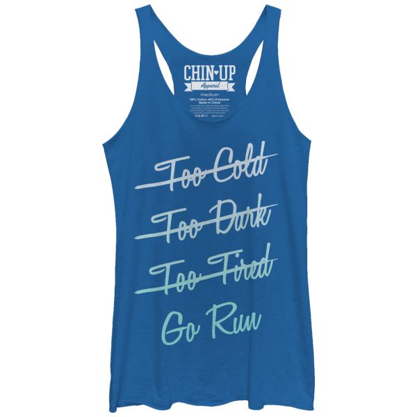 Women_s CHIN UP No Excuses Go Run Racerback Tank Top