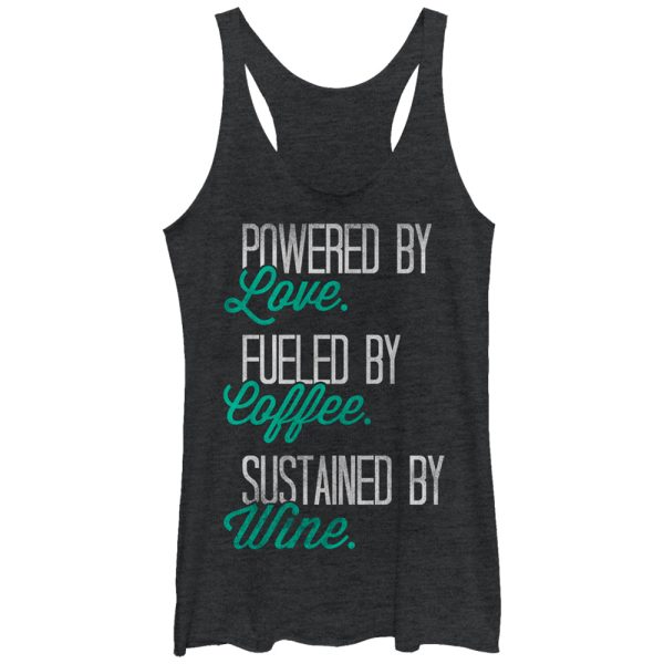 Women_s CHIN UP Powered by Love Fueled by Coffee Racerback Tank Top