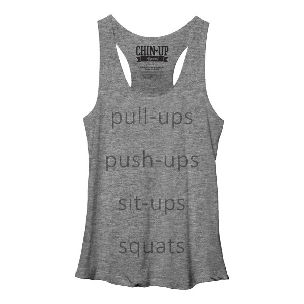 Women_s CHIN UP Push-Ups Sit-Ups Squats Racerback Tank Top