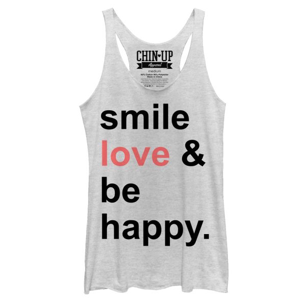 Women_s CHIN UP Smile Love Be Happy Racerback Tank Top