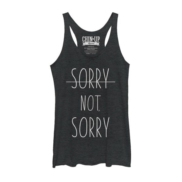 Women_s CHIN UP Sorry Not Sorry Line Racerback Tank Top