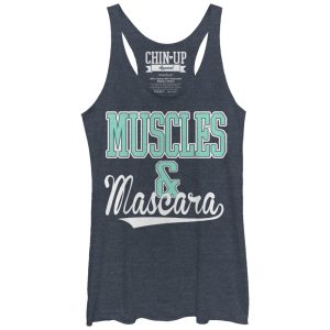 Women_s CHIN UP Sporty Muscles and Mascara Racerback Tank Top