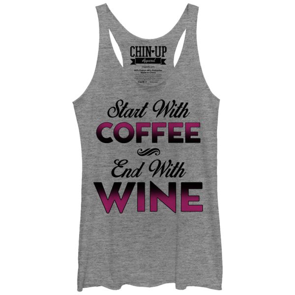 Women_s CHIN UP Start With Coffee End With Wine Racerback Tank Top