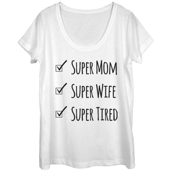 Women_s CHIN UP Super Mom Super Tired Scoop Neck