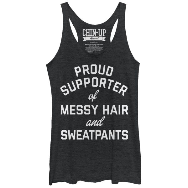 Women_s CHIN UP Supporter of Messy Hair and Sweatpants Racerback Tank Top