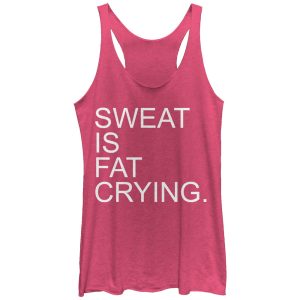 Women_s CHIN UP Sweat is Fat Crying Racerback Tank Top