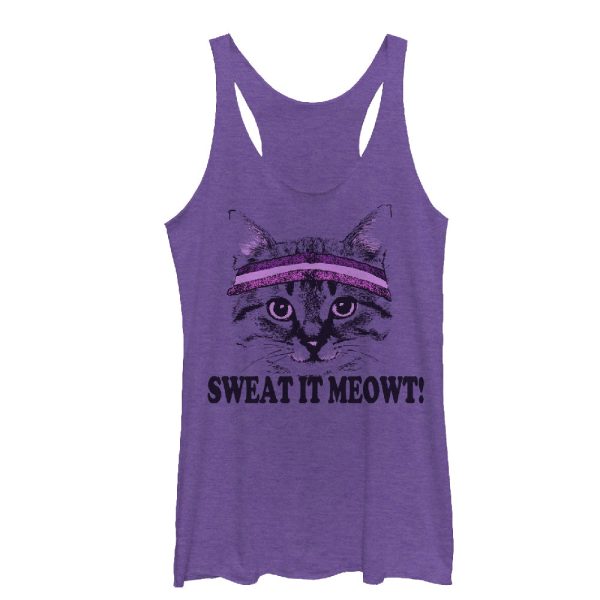 Women_s CHIN UP Sweat it Meowt Racerback Tank Top