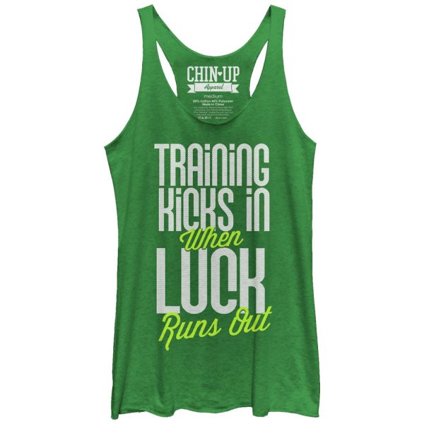 Women_s CHIN UP Training Kicks in When Luck Runs Out Racerback Tank Top