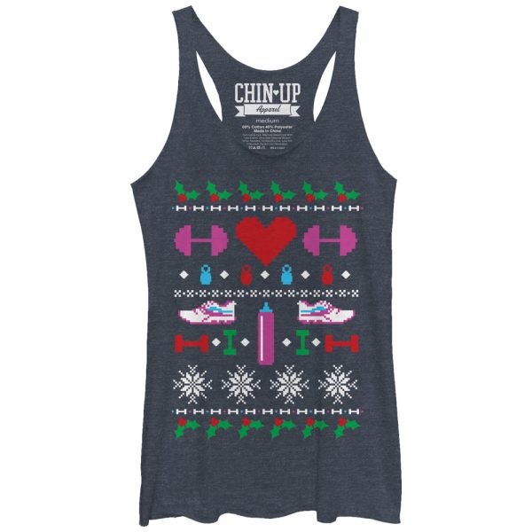 Women_s CHIN UP Ugly Christmas Workout Racerback Tank Top