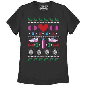 Women_s CHIN UP Ugly Christmas Workout T-Shirt