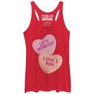 Women_s CHIN UP Valentine Heart Candy Workout Racerback Tank Top