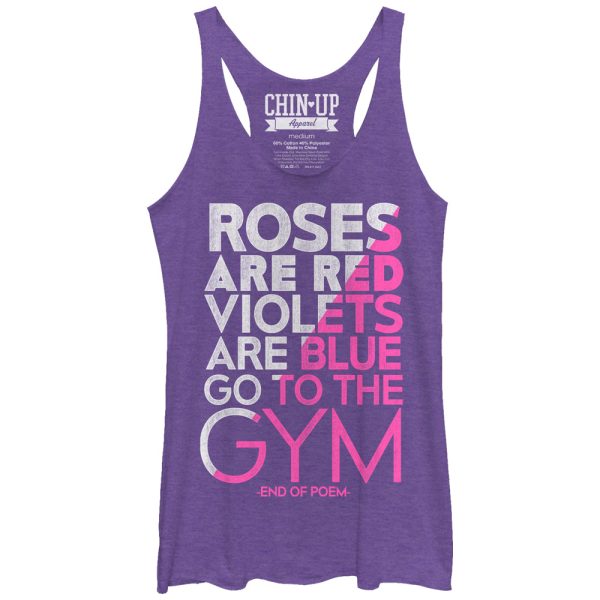 Women_s CHIN UP Valentine Roses Are Gym Poem Racerback Tank Top