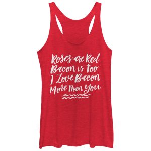 Women_s CHIN UP Valentine_s Day Bacon Love Racerback Tank Top