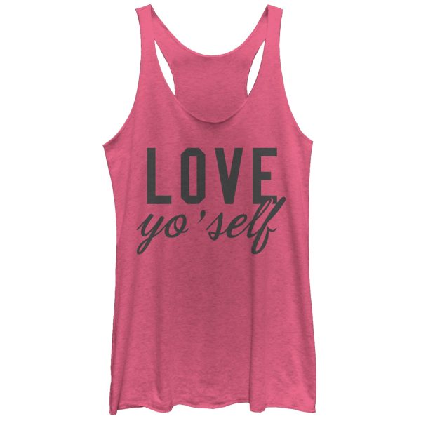 Women_s CHIN UP Valentine_s Day Love Yo_ Self Racerback Tank Top