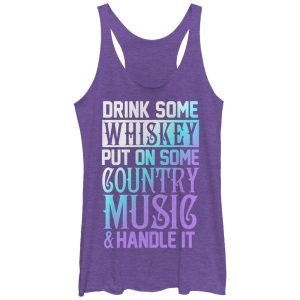 Women_s CHIN UP Whiskey Country Music Handle It Racerback Tank Top