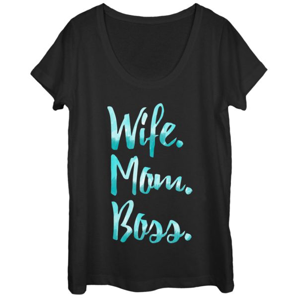 Women_s CHIN UP Wife Mom Boss Scoop Neck