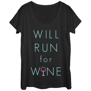 Women_s CHIN UP Will Run For Wine Glass Scoop Neck