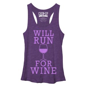 Women_s CHIN UP Will Run For Wine Racerback Tank Top