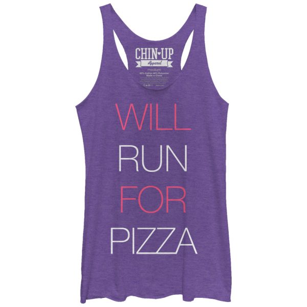 Women_s CHIN UP Will Run for Pizza Racerback Tank Top