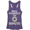 Women_s CHIN UP Will Work Out For Donuts Racerback Tank Top