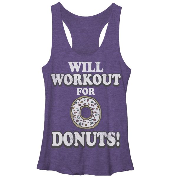 Women_s CHIN UP Will Work Out For Donuts Racerback Tank Top