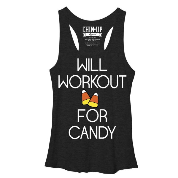 Women_s CHIN UP Will Workout for Candy Racerback Tank Top