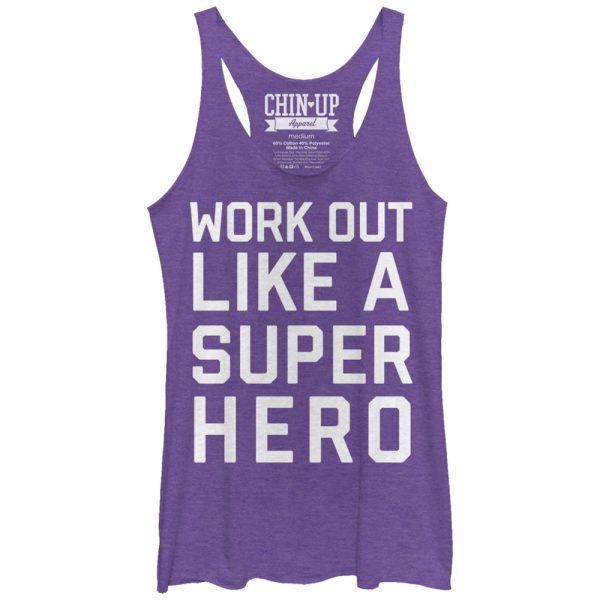 Women_s CHIN UP Work Out Like a Super Hero Racerback Tank Top