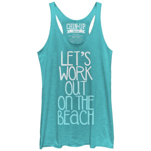 Women_s CHIN UP Work Out on the Beach Racerback Tank Top