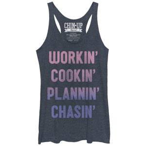 Women_s CHIN UP Working Cooking Planning Chasing Racerback Tank Top