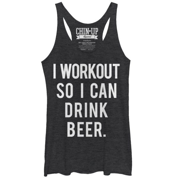 Women_s CHIN UP Workout for Beer Racerback Tank Top