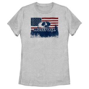 Women_s Mossy Oak American Flag Landscape Logo T-Shirt