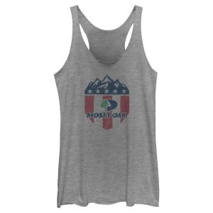 Women_s Mossy Oak American Flag Shield Logo Racerback Tank Top