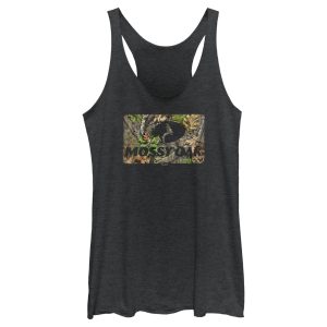 Women_s Mossy Oak Black In the Woods Logo Racerback Tank Top