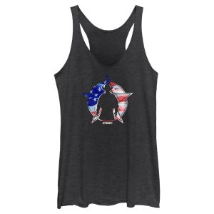 Women_s Professional Bull Riders American Flag Cowboy Silhouette Racerback Tank Top