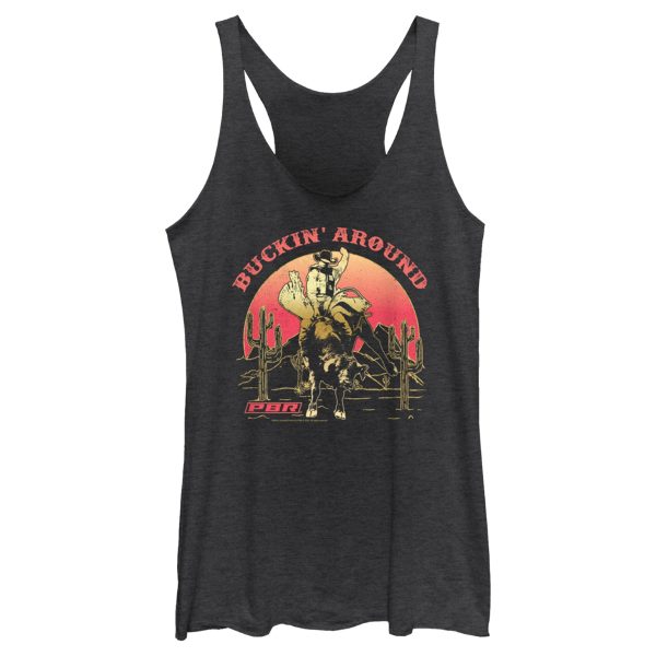 Women_s Professional Bull Riders Buckin_ Around Racerback Tank Top