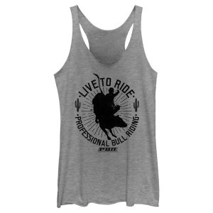 Women_s Professional Bull Riders Live to Ride Silhouette Racerback Tank Top