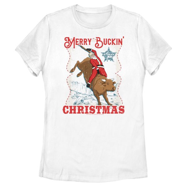 Women_s Professional Bull Riders Merry Buckin_ Christmas T-Shirt