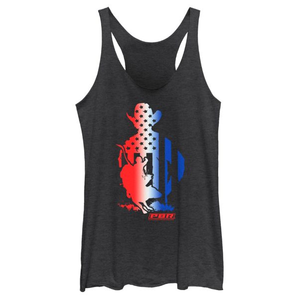 Women_s Professional Bull Riders Patriotic Silhouette Racerback Tank Top