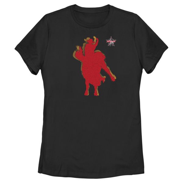 Women_s Professional Bull Riders Red Cowboy Silhouette T-Shirt