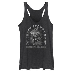 Women_s Professional Bull Riders Toughest Sport on Dirt Black and White Racerback Tank Top