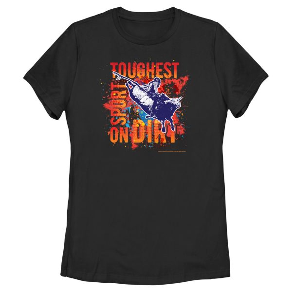 Women_s Professional Bull Riders Toughest Sport on Dirt Paint Splatter T-Shirt