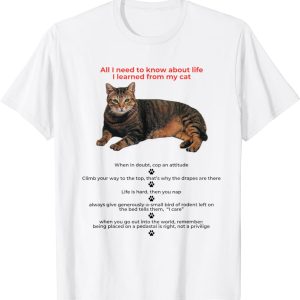 All I Need To Know About Life, I Learned From My Cat T-Shirt