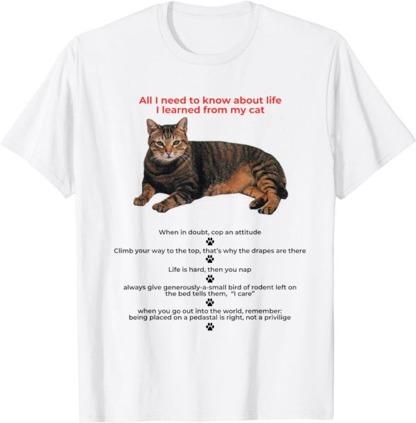 All I Need To Know About Life, I Learned From My Cat T-Shirt