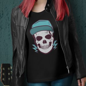 Funky Skull with a Cool Hat T-Shirt for Women