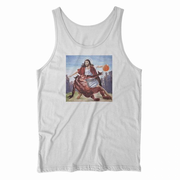 Jesus Crossing Up Satan Basketball Tank Top