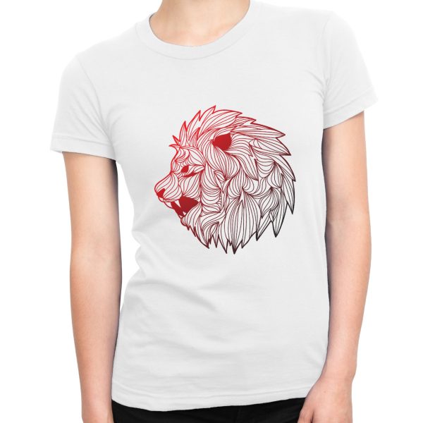 Lion Mandala Profile T-Shirt for Women, Multiple Colours