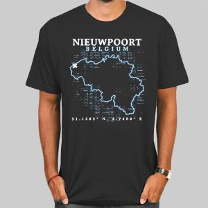 Map Nieuwpoort Belgium T Shirt Cheap